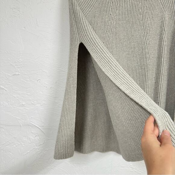 J Jill Grey Knit Poncho Sweater Womens OS Fall Winter Cape Pullover Preppy Warm - Picture 4 of 8